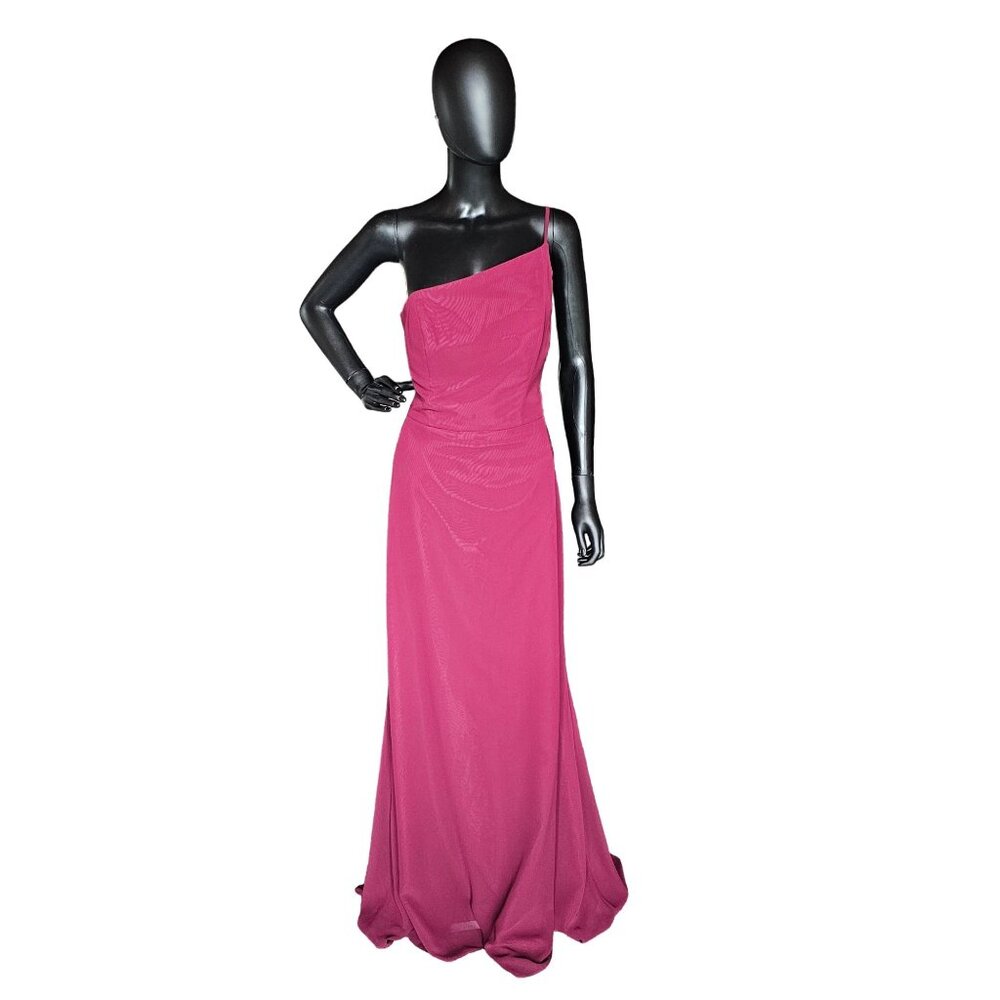 Sangria Chiffon One Shoulder - Hayley Paige - Bridesmaid